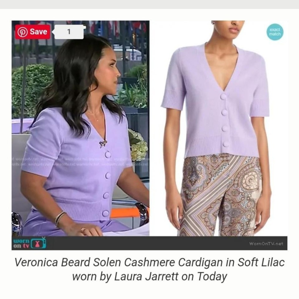 Veronica Beard Solen 100% Cashmere Cardigan in Soft Lilac - Size Small